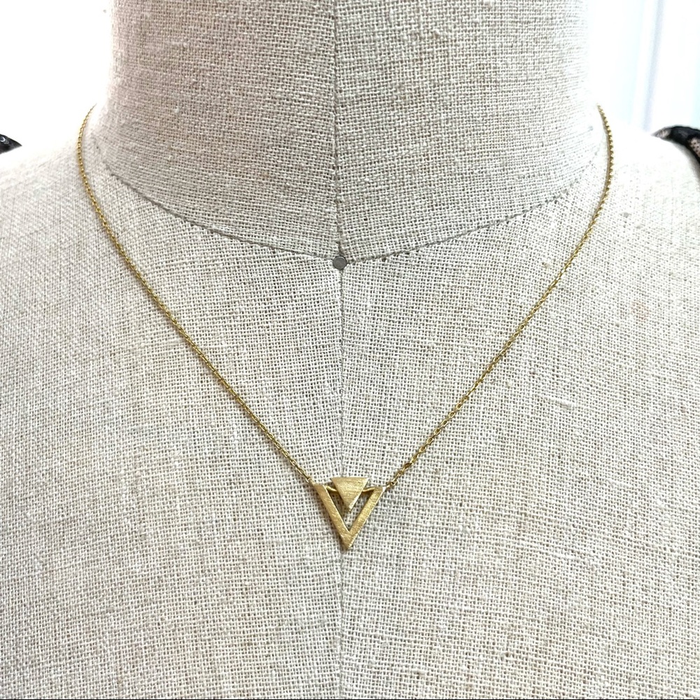 Vintage Gold Geometric Triangle Pendant Necklace